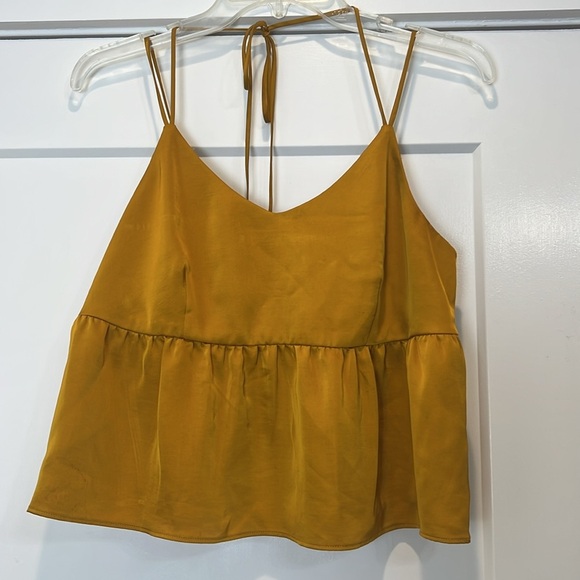 Nine West Yellow Camisole Crop Top with halter tie size medium. - Picture 3 of 7